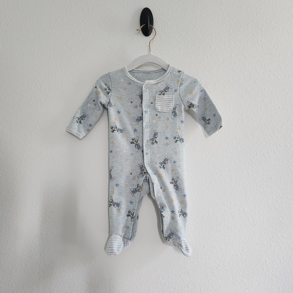 Disney Baby Mickey Mouse Blue Star Print Footed Sleeper size 0-3M